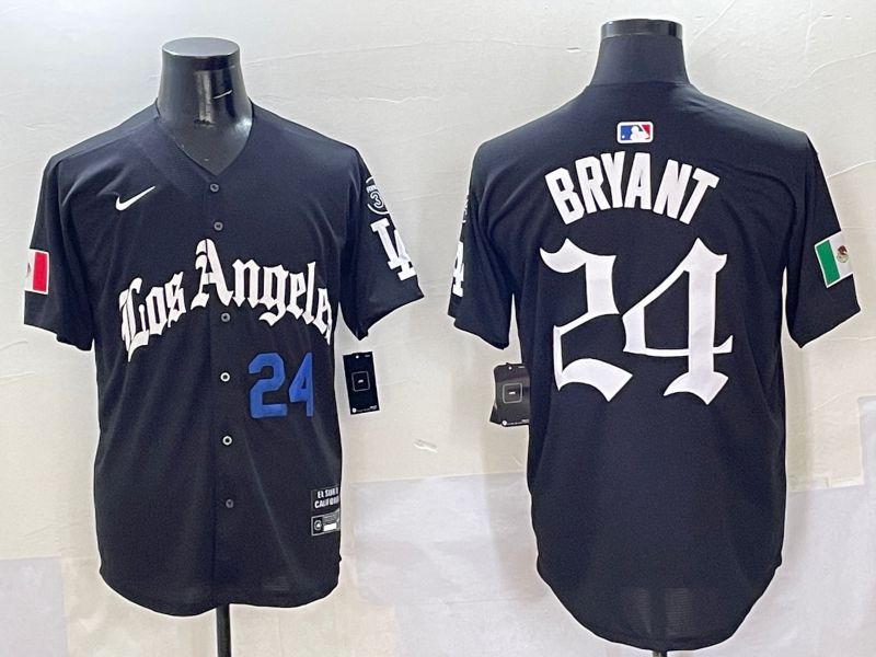 Men Los Angeles Dodgers #24 Bryant Black Five generations Joint Name 2025 Nike MLB Jersey style 4